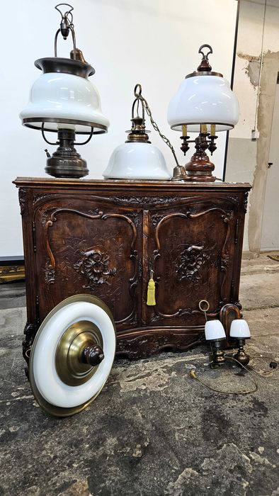 Stary ładny komplet lampy aukcja 6 szt .