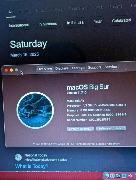 Macbook Air 13" i5 + 8GB + 128GB SSD c/ carregador