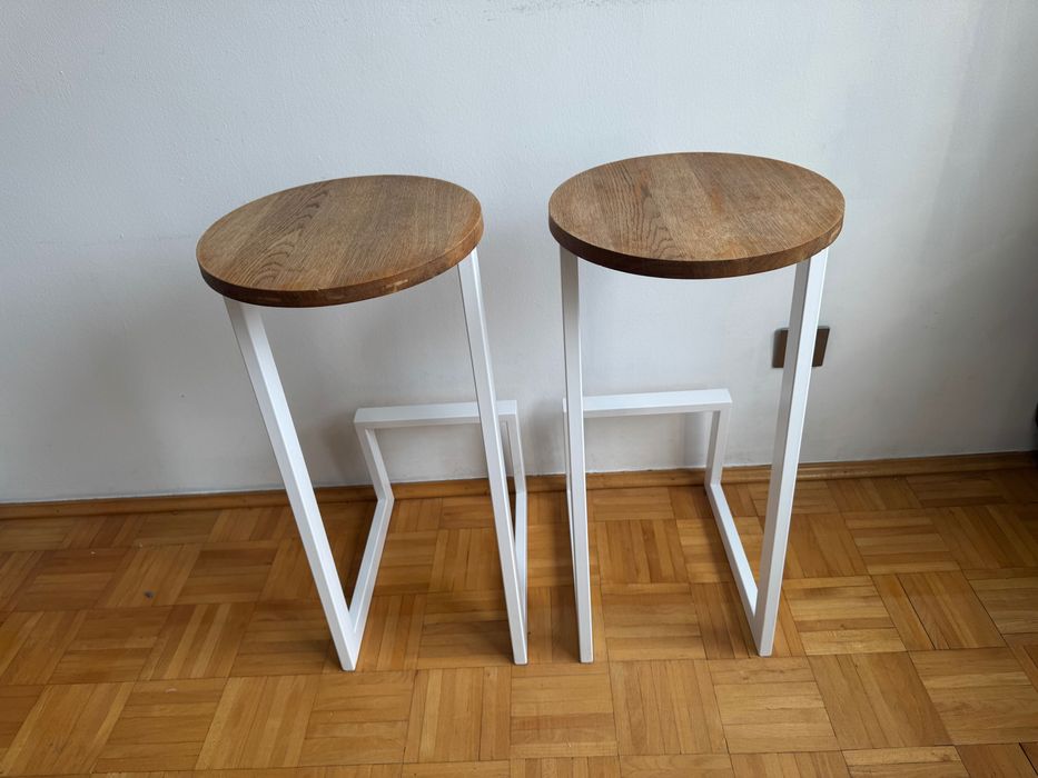 2 hokery drewno LITE białe DESIGN unikatowe UNIKAT Wrocław Dolny Śląsk