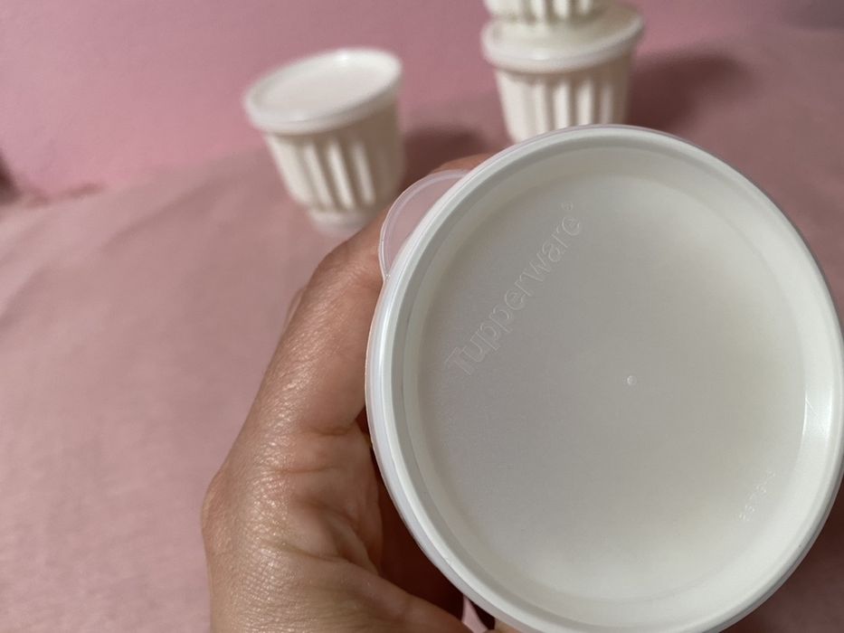 Tupperware - Conj. 4 formas pudins / gelatinas com tampa (novo)