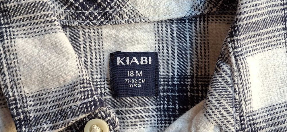 Camisa Xadrez Azul e Branca Kiabi 18 meses