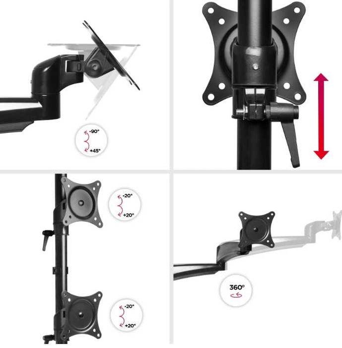 Uchwyt na 4 monitory do 27" | Duronic DM453VX1 | Stabilny | Mocny