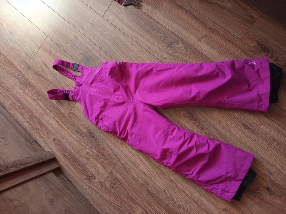 Spodnie narciarskie ocieplane zimowe 110/116 dziewczęce różowe