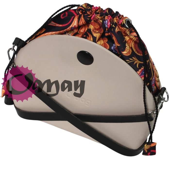 Czarny organizer OBAG MOON LIGHT worek orient paisley 2 kieszenie OMAY