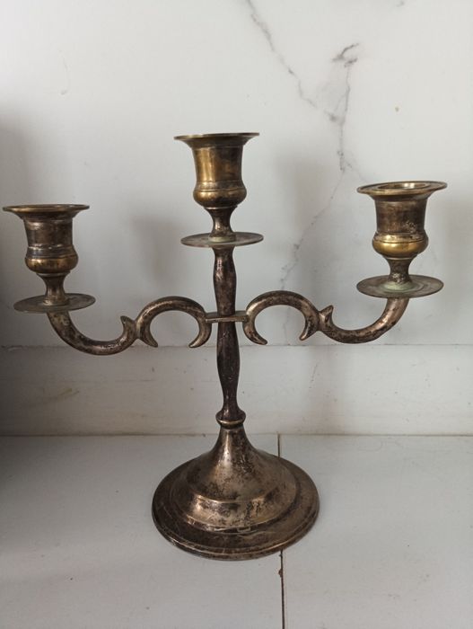 Mosiężny świecznik trójramienny styl francuski na prezent Świateczny