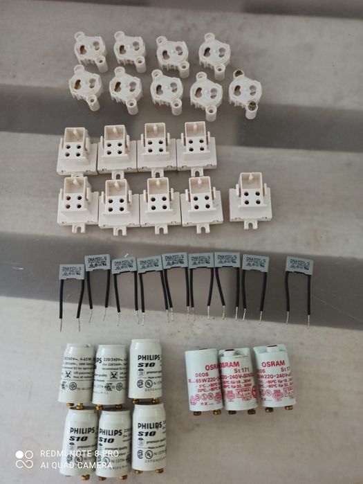 Porta-arrancadores + arrancadores + suportes lâmpadas