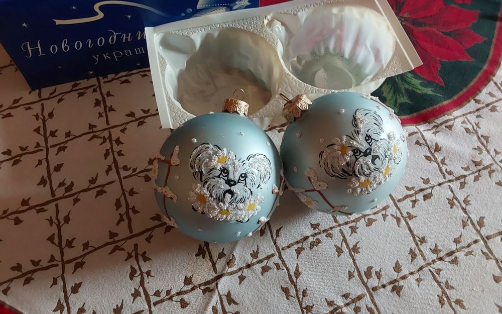 Новогодние украшения шары "Собачка" 2 шт. 100 грн.