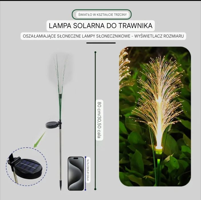 Ośeietlenie solarne w kształcie trzciny 1 sztuka