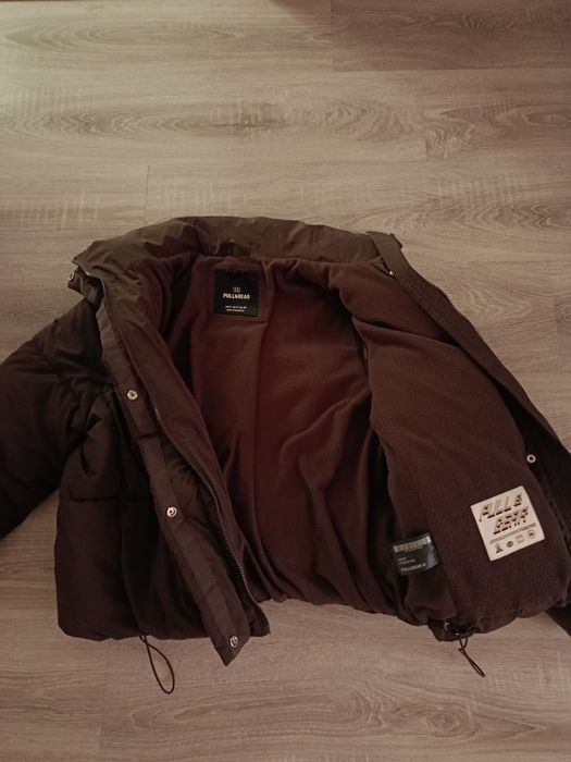 Куртка зимняя пуховик пуффер pull bear 42 s шоколадный коричневый