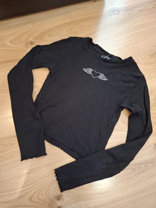 Czarny crop top długi rękaw