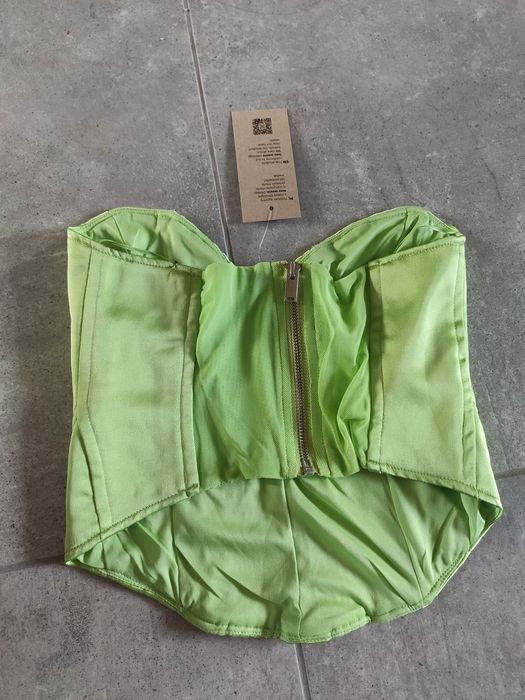 Bershka top gorset nowy XS S M zielony