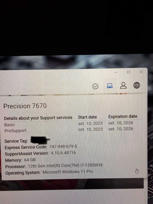 Dell Precision 7670|16"FHD+|i7-12850HX|64Gb Ram|Ssd 2TB|RTX A3000 12Gb