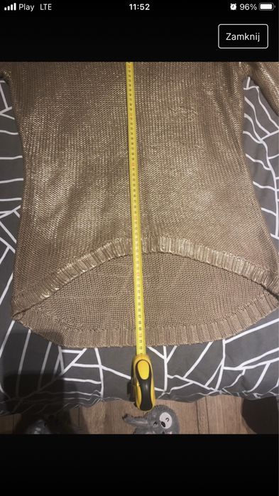 Sweter złoty śliczny r. S ze zlotą nitką