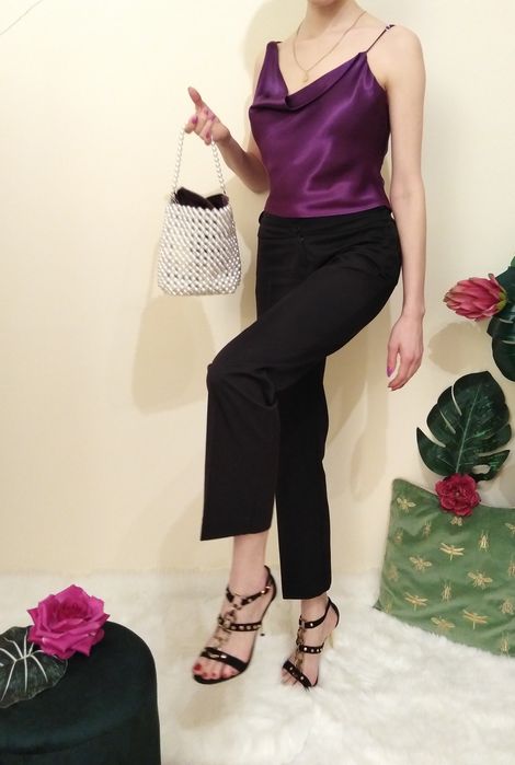 Quiet Luxury Elegant Black pants Czarne eleganckie spodnie na kant