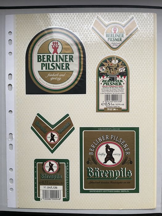Karta etykiet Berliner Pilsner i Kindl Jubiläums – Berlin, lata 90.