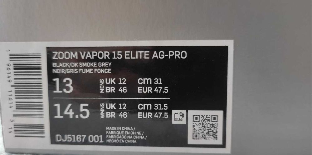 Chuteiras Nike Zoom Vapor 15 Elite AG-PRO novas