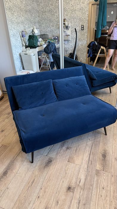 ZONAR Sofa rozkładana 2-osobowa, granatowa