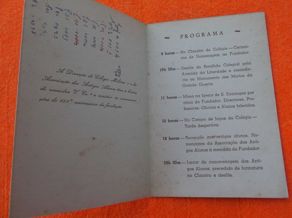 Antigo Programa do Colégio Militar 1961