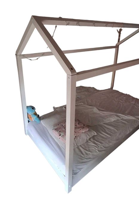 Cama cabana 90x190 cm em pinho branco + Colchão - AVENTURIER