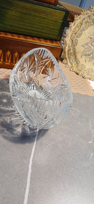 Kryształowa misa gondola łódka żardoniera PRL