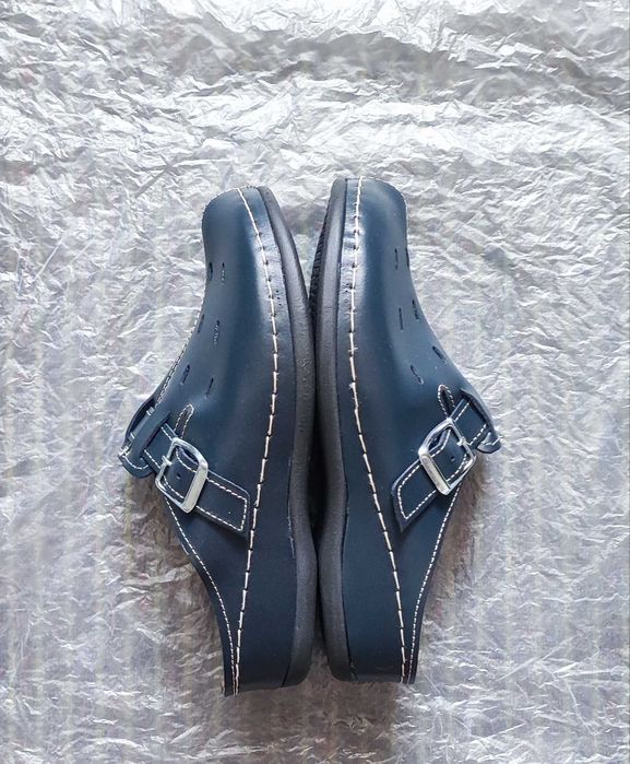 Сабо шльопанці жіночі сині з натуральної шкіри взуття (БГ 06-4А 004)