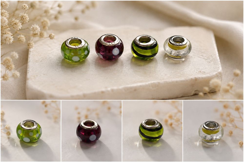 Zestaw 4 koraliki charms Srebro 925 do bransoletki Pandora