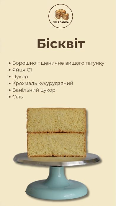 Бісквіт класичний. Основа на торт.