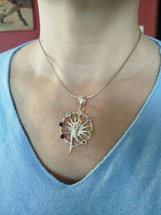 Ażurowy Amulet Wisior   Yoga , zawieszka Czakry