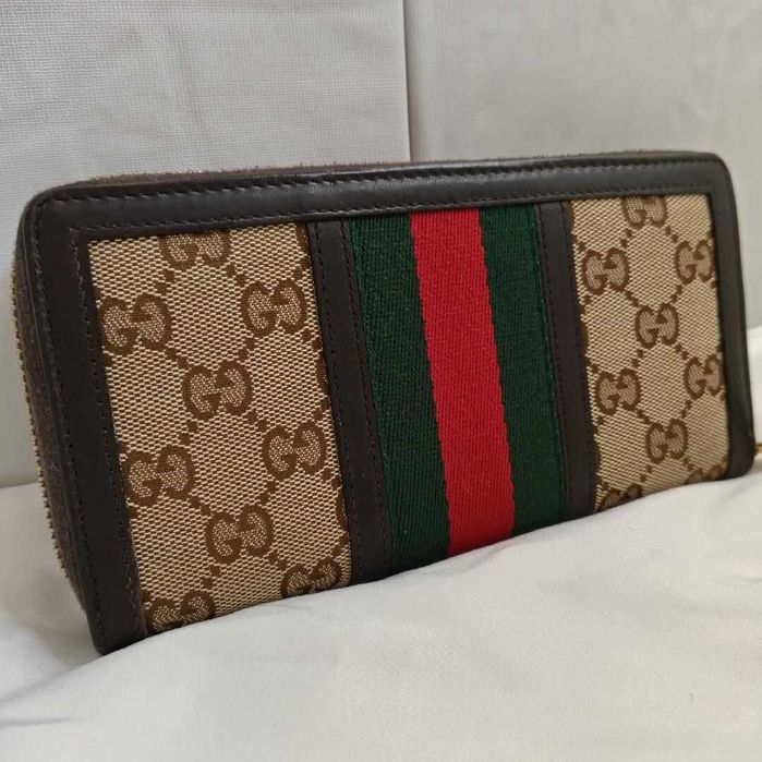 Женский кошелек Gucci Rania Zip Around Wallet (GG Supreme & Bamboo)