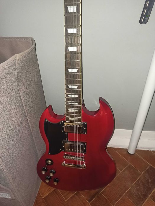 Guitarra Esquerdina Harley Benton DC-580LH + Amp NUX Mighty Air