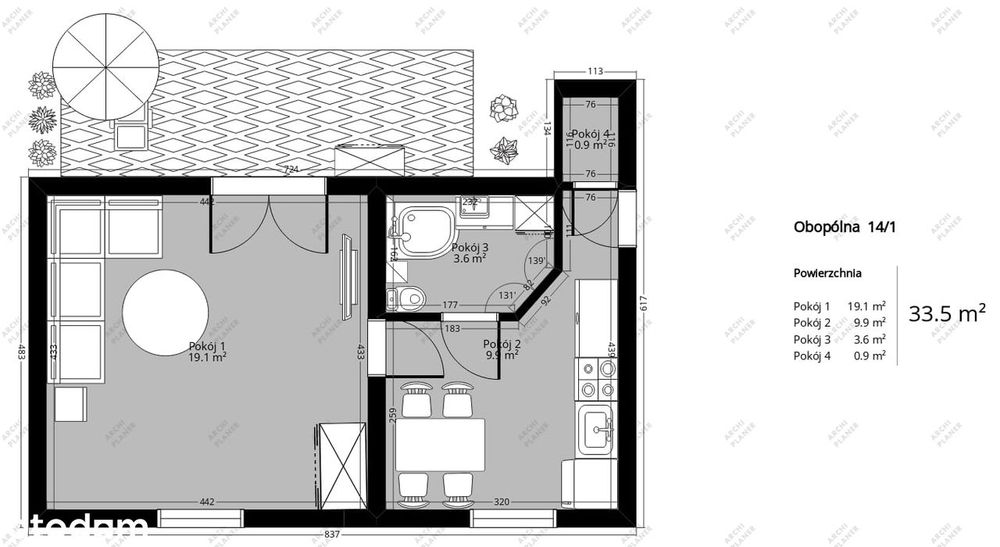 KROWODRZA | 33,5 m2 | Taras 15 m2 | Możliwość 2 pokoi | BEZPOŚREDNIO