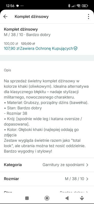 Swietny modny komplet  szerokie spodnie kurtka 38