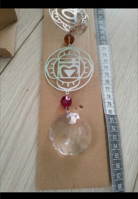 Pendente 7 Chacras con cristal multifacetado 
Pendente com cristal mul
