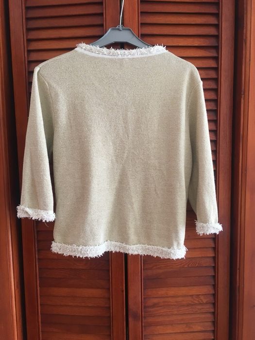 Sweter sweterek złoty 3/4 rekaw bawełna złota nitka rozmiar L