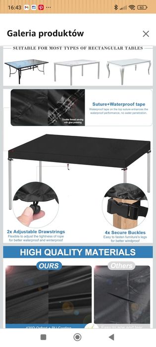 Pokrowiec plandeka na stół  ławkę