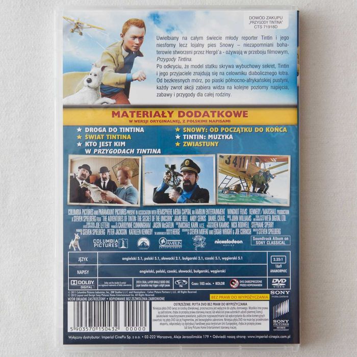 Przygody Tintina - DVD