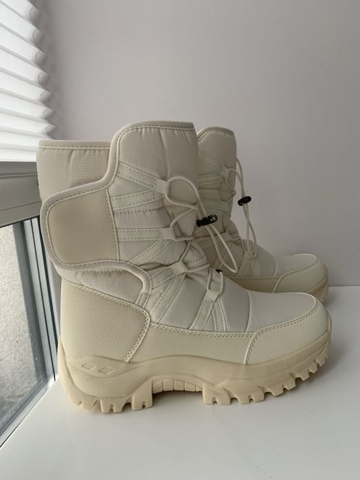 Сапоги білі айворі лижні зимові теплі