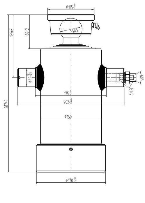 Siłownik hydrauliczny  1000 mm wysuw do 14 ton, do przyczepy wywrotu