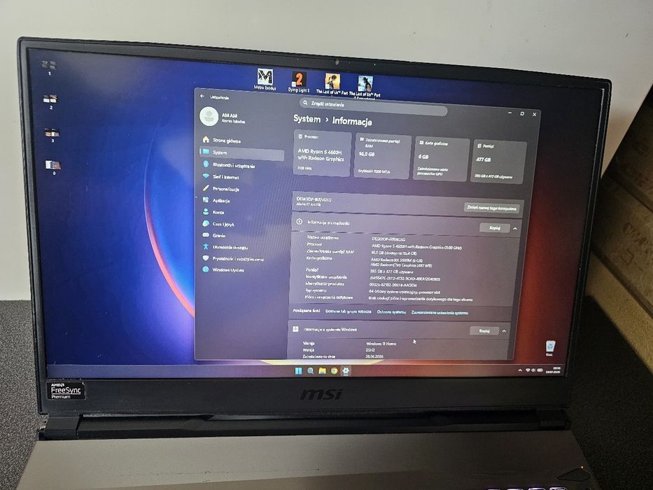 Laptop MSI Alpha 17 144hz, Ryzen 5 , RX5600 6Gb
