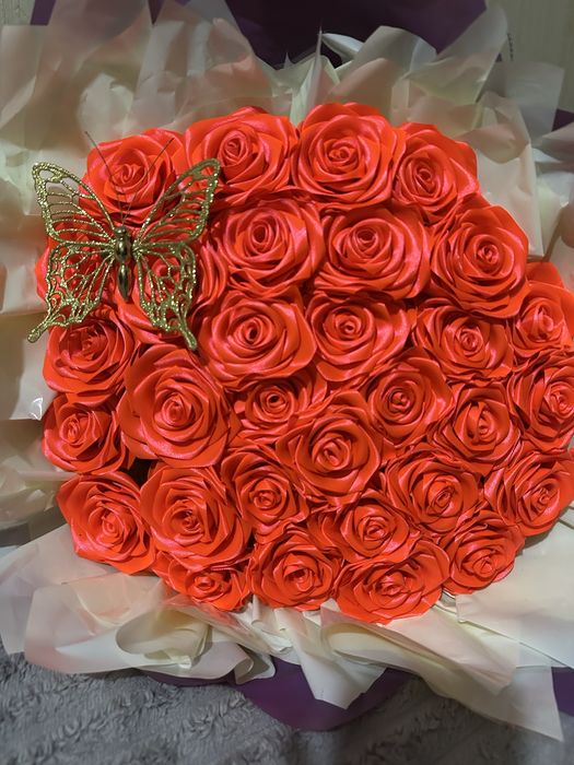 Светящийся букет с атласных лент 750грн 1шт