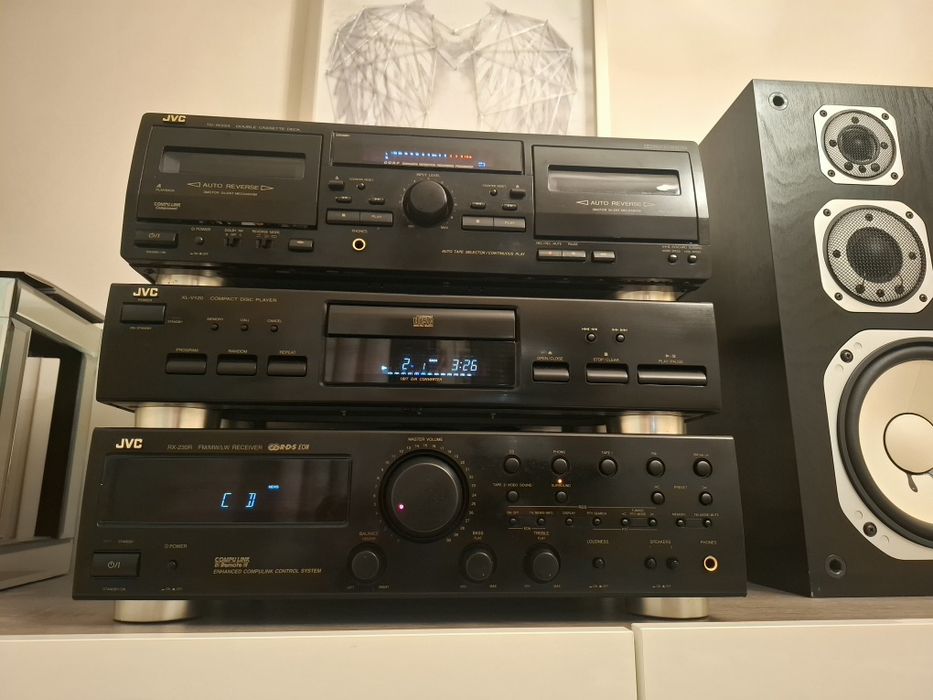 Wieża JVC Hi-Fi – klasyczny zestaw audio | CD + kasety | w pełni spraw