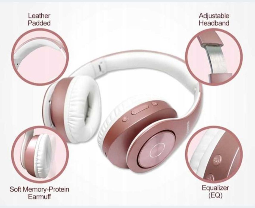 Słuchawki bezprzewodowe nauszne Tuinyo RÓŻOWE