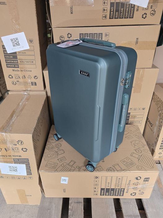 Walizka KONO 24'' Zielona 60L TSA ABS+PC 4 Kółka Nowa