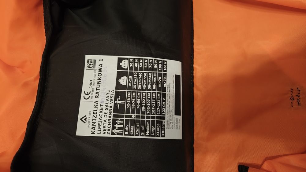 Kamizelka ratunkowa asekuracyjna do 30 kg