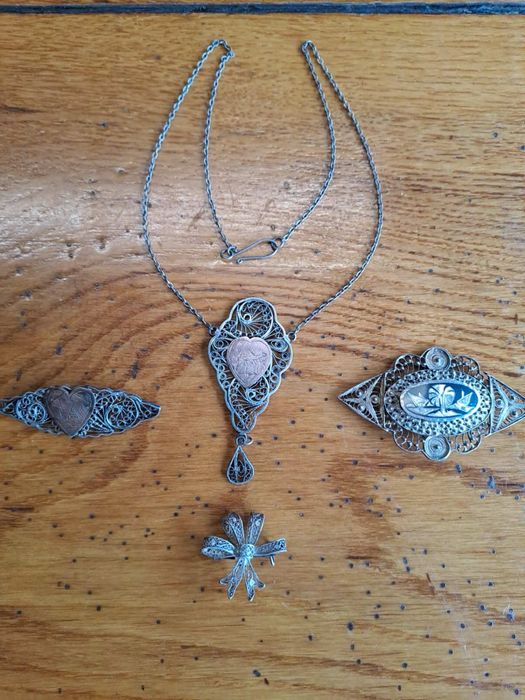 Филигрань брошь серебро