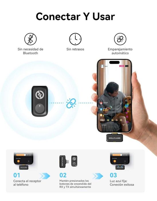 Microfone de lapela hollyland para telemóveis