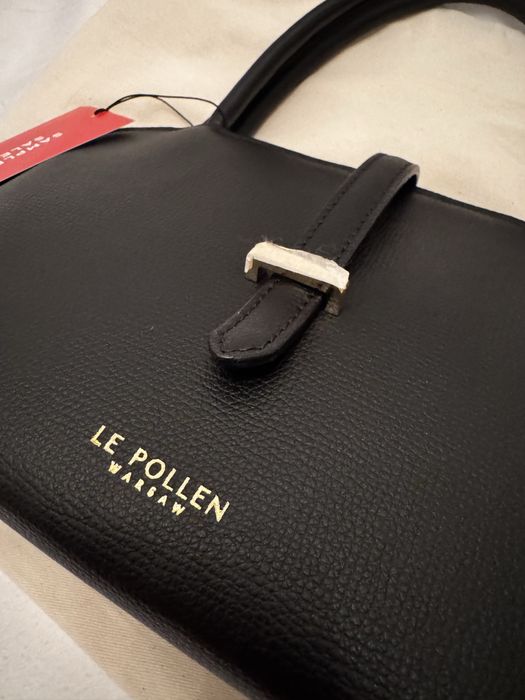 Le Pollen torebka mini Alva czarna skóra