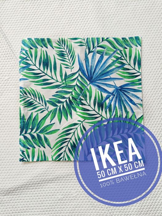 IKEA poszewka 50x50 liście palmy | tropikalna bawełna boho unikat