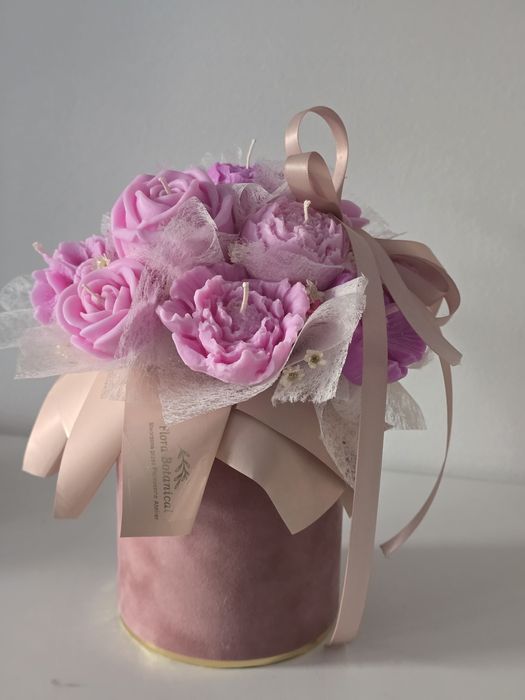 Bukiet ze świec sojowych. Flowerbox. Prezent. Walentynki. Dla żony