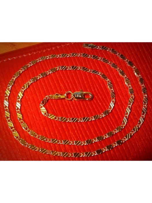18K Grawer Łańcuszek Pozłacany jak Żółte Złoto Diamentowany 50cm 2mm